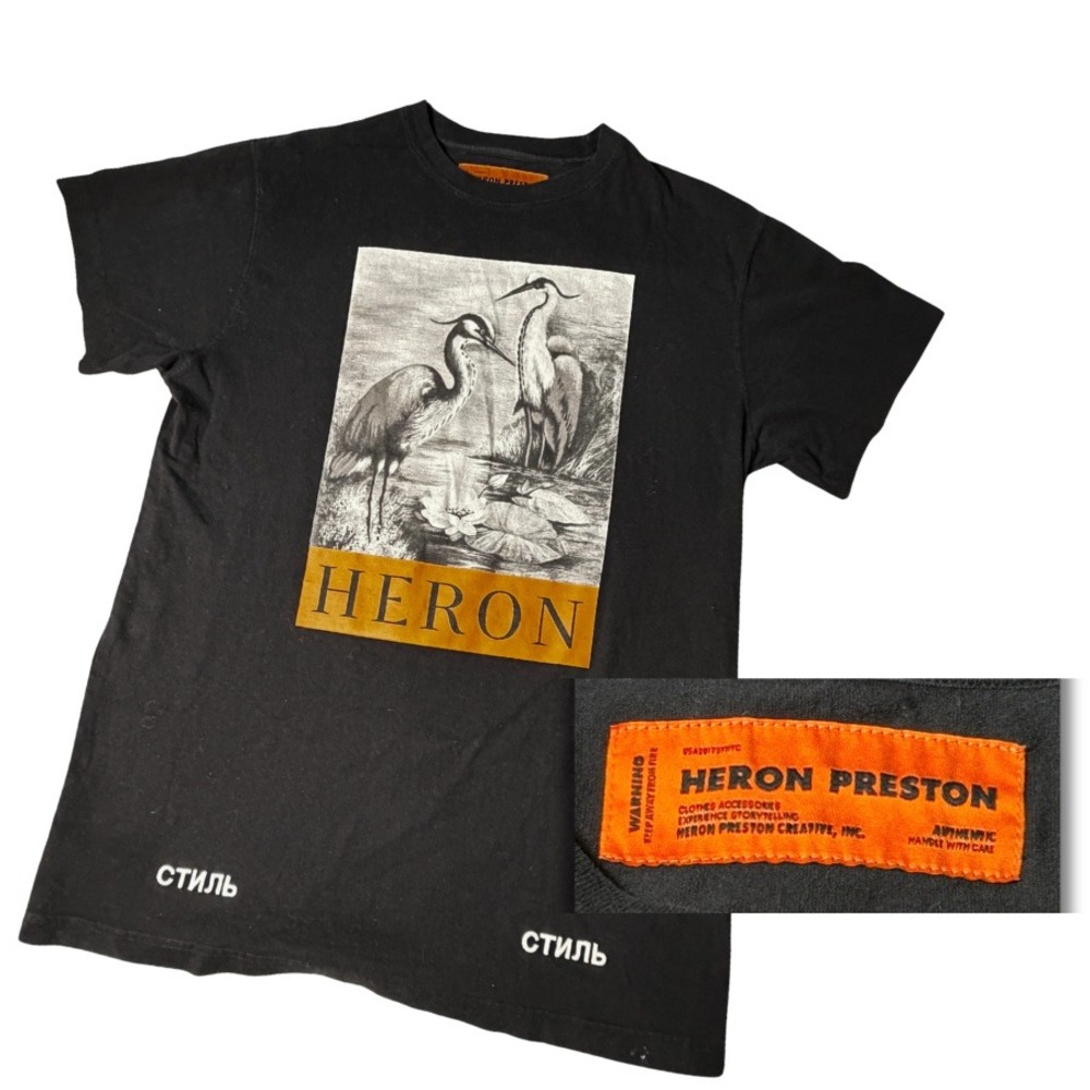 Heron Preston Graphic Tee Mens XL Black Bird Print CTNMB Style Shirt